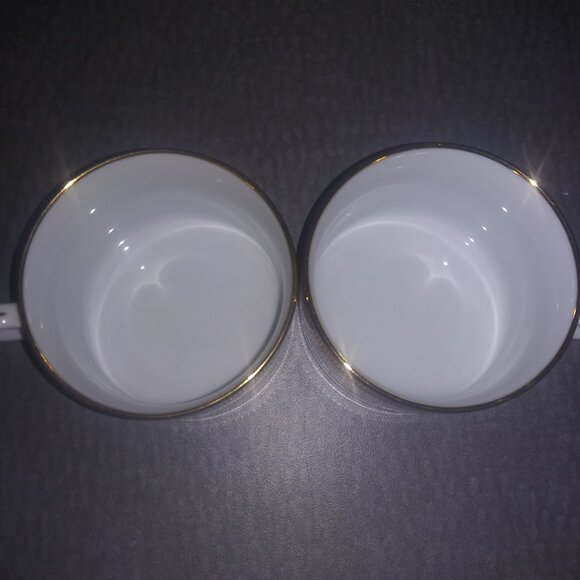 Fitz and Floyd Porcelain Plate and Mug Set Oak Park White Gold Trimmed Lot of 12 - Picture 13 of 16